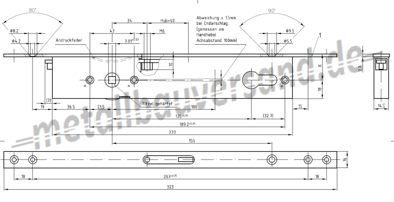 SCHÜCO 211399 Kastengetriebe D25 a iw 