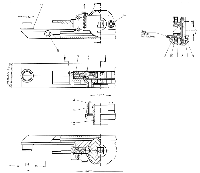 SCHÜCO 219603 Kammergetriebe 23 sym flb LS/RS iw 