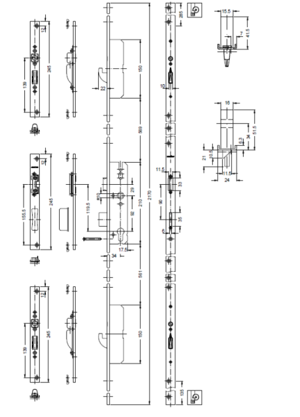 SCHÜCO 241442 SH-Schloss 1flg RS34 