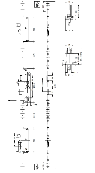 SCHÜCO 241565 SH-Schloss Selbstv 1flg34 
