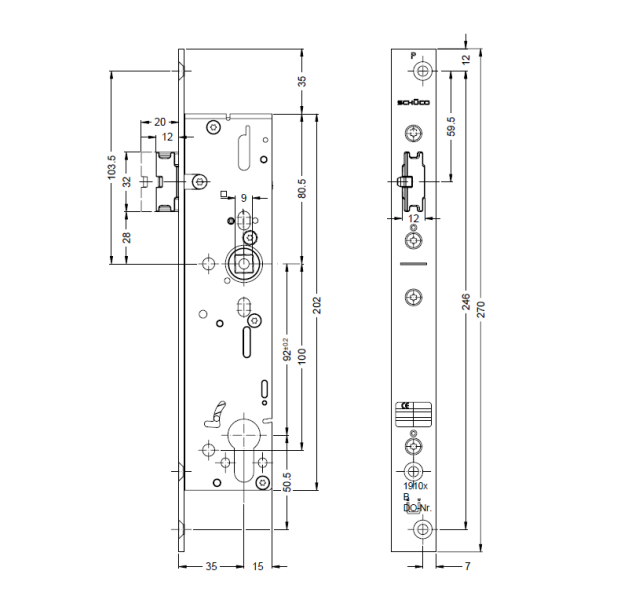 SCHÜCO 241837 RF-Schloss Festst 1flg AP-E35 