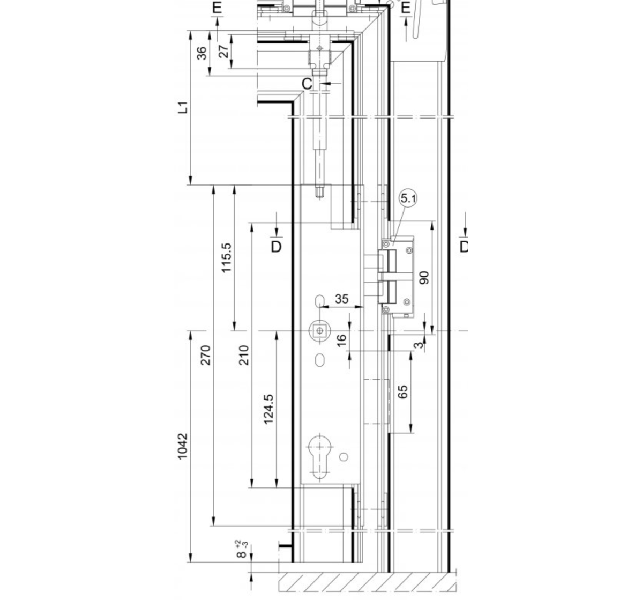 SCHÜCO 241914 RF-Schloss ob Verr 1flg35 